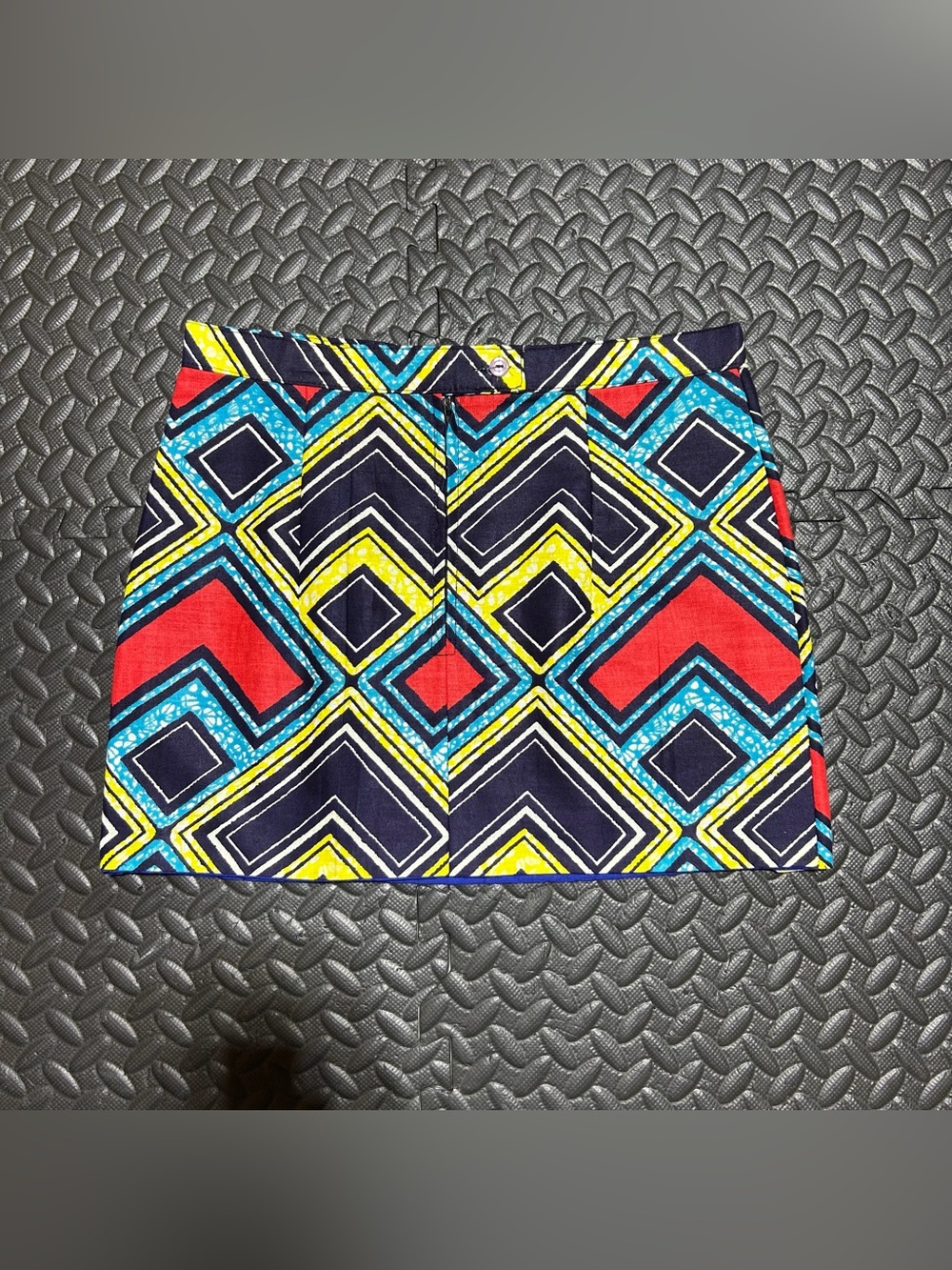 African Ankara Print Mini Skirt A Line Geometric Vibrant Colorful Womens NO SIZE